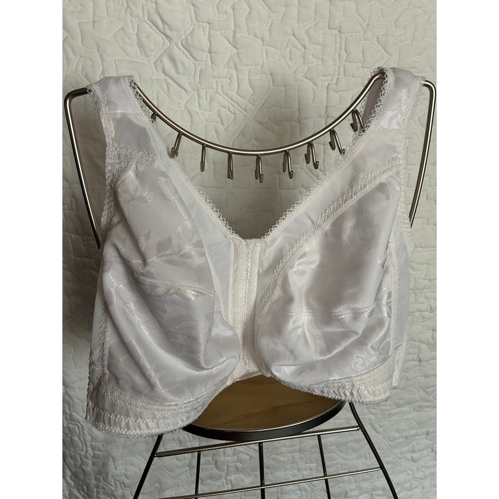 Playtex 18 Hour White Floral Front Close Wirefree Bra 42D 4695